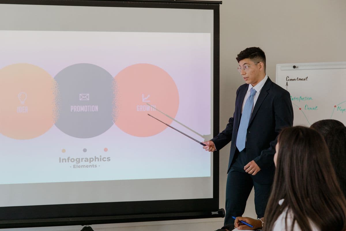 An employee training session in a modern office